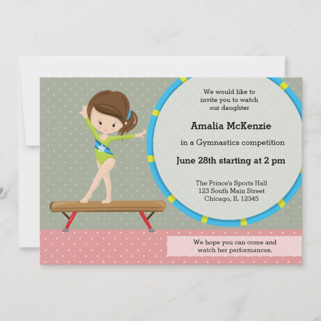 Invitation Jolie fille de gymnastique (Devant)