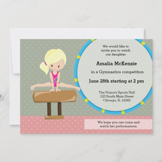 Invitation Jolie fille de gymnastique (Devant)
