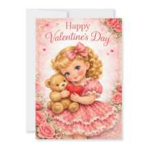 Jolie fille de la Saint-Valentin avec un ours en p