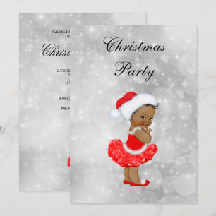 Invitation Jolie fille ethnique bébé fête de Noël