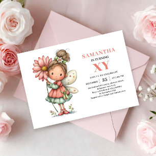 Invitation Jolie fille fée anniversaire pastel magique invita