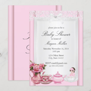 Invitation Jolie Fille Rose Thé Élevé Baby Shower