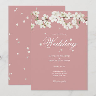 Invitation Jolie Fleur de Mariage Fleur Blanche Rose Poussiér
