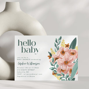 Invitation Jolie Fleur de Menthe Sauge Rose Bonjour Baby Show