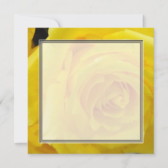 Invitation Jolie fleur de rose jaune vierge mariage, fête, (Devant)