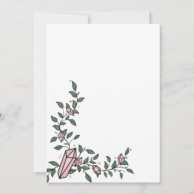 Invitation Jolie Fleur de Vigne Rose Gemme Cristal Tendance F (Devant)