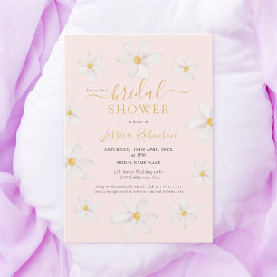 Invitation Jolie fleur or marguerite aquarelle nuptiale douch
