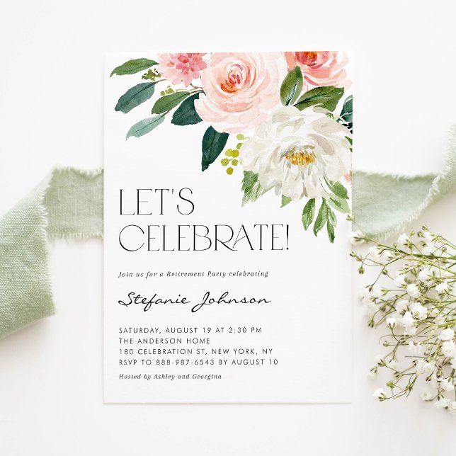 Invitation Jolie Fleurs aquarelles Jardin Retraite (Créateur téléchargé)