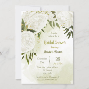 Invitation jolie fleurs blanches verdure douche nuptiale