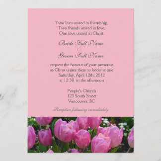 Invitation Jolie fleurs rose printemps tulip mariage chrétien