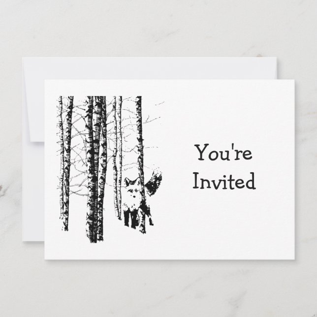 Invitation Jolie forêt renard animal art mariage anniversaire (Devant)