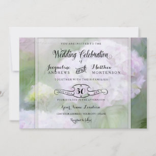 Invitation Jolie Hydrangea Jardin Fleurs Script Typographie