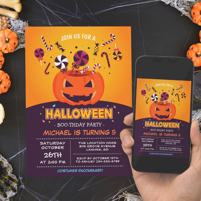 Invitation Jolie Jack-O-lanterne Enfants Halloween fête d'ann (Perfect for parents who want to host a fun-filled Halloween birthday party for their little one.)