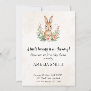 Invitation Jolie Lapin Aquarelle Animaux de la Forêt Baby Sho