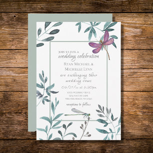 Invitation Jolie libellule Jardin de verdure sur Mariage blan