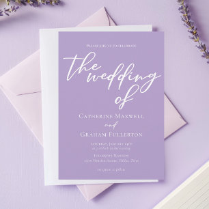 Invitation Jolie Lilac White Script Mariage après-midi