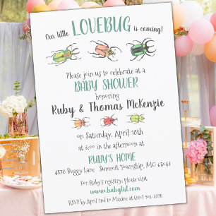 Invitation Jolie Lovebugs Baby shower Beetles