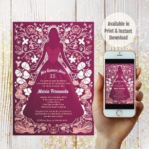 Invitation Jolie Magenta Mis Quince Ans Quinceañera