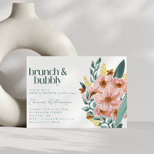 Invitation Jolie Menthe Sauge Blush Rose Floral Brunch Pétill