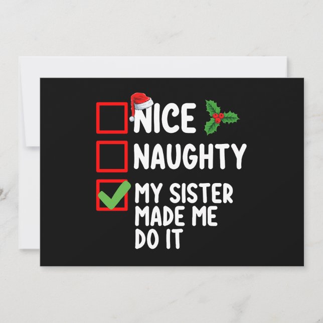 Invitation Jolie Mille Fille Ma Soeur M'A Fait Le Faire Noël  (Devant)