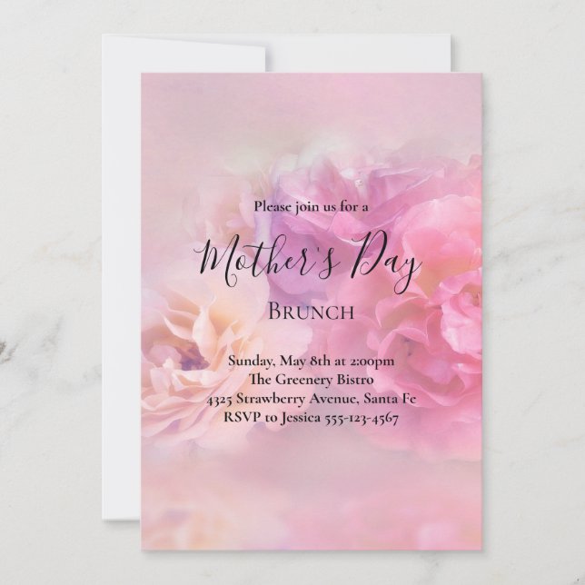 Invitation Jolie oeillets rose et blanc Fête des Mères Brunch (Devant)