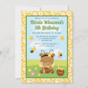 Invitation Jolie Ours de Miel et Anniversaire de enfant d'abe