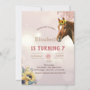 Invitation Jolie Parties scintillant Cheval Driftres Annivers