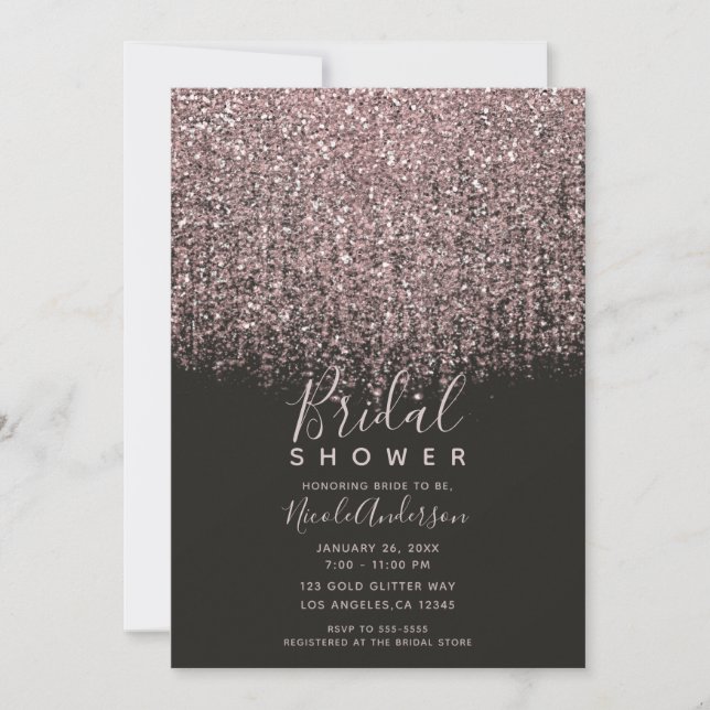 Invitation Jolie Parties scintillant rose noire Fête des mari (Devant)