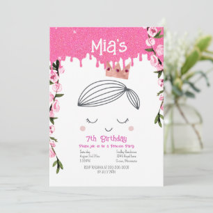 Invitation Jolie Parties scintillant rose Princesse Filles An