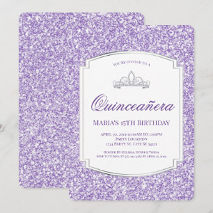 Invitation Jolie Parties scintillant violette Quinceañera Inv