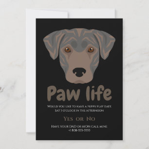Invitation Jolie patte de chien de chiot vie fête