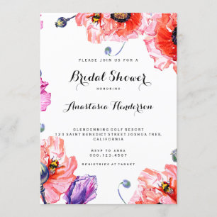 Invitation Jolie pavot Fleurs Douche nuptiale.