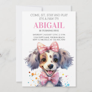 Invitation Jolie Paw-ty Chien rose Anniversaire de enfant Par