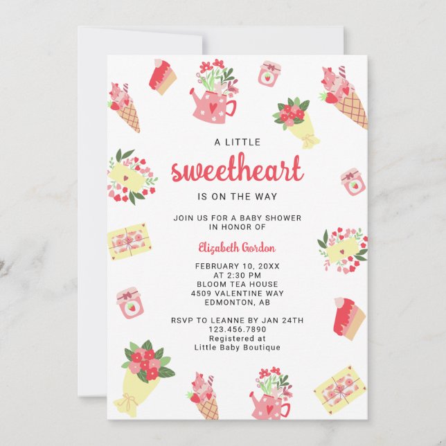 Invitation Jolie petite amoureuse sur le chemin Baby shower (Devant)