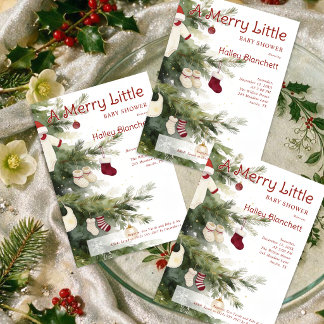 Invitation Jolie petite fête de Noël Bébé Shower Arbre LPM26