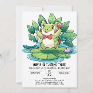 Invitation Jolie petite grenouille numérique anniversaire