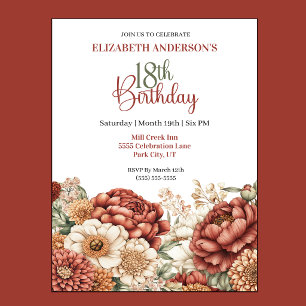 Invitation Jolie Pivoine d'Automne pour 18 ans