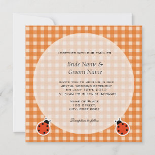 Invitation Jolie plaids de style campagnard et mariage de bug