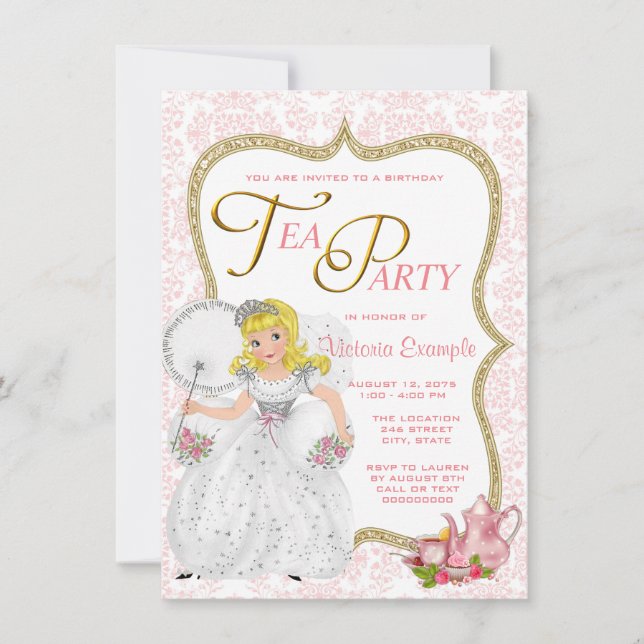 Invitation Jolie Princess Tea Party (Devant)