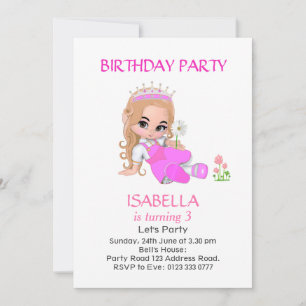 Invitation Jolie princesse à l'occasion de son 3e anniversair