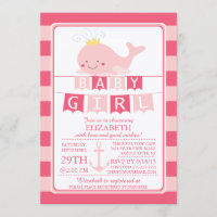 Jolie princesse baleine Baby shower fille Invitati