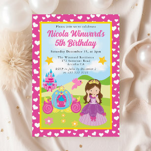 Invitation Jolie princesse brune pour l'anniversaire des enfa