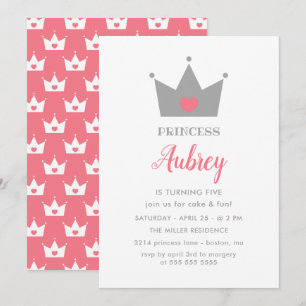 Invitation Jolie princesse de la Couronne fête d'anniversaire