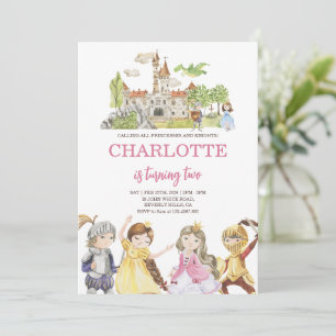 Invitation Jolie princesse et chevaliers Anniversaire