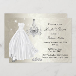 Invitation Jolie robe Mariage Fête des mariées crème blanche