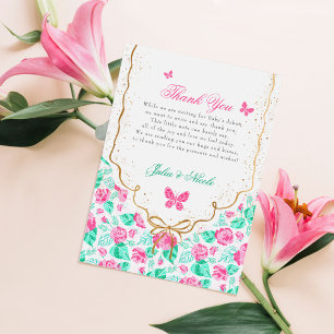 Invitation Jolie rose rose florale ruban doré Baby shower