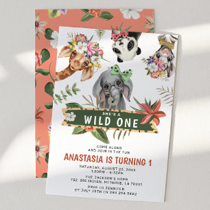 Invitation Jolie Sauvageonne Fête d'anniversaire de 1 an sur 