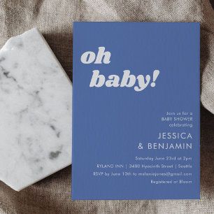 Invitation Jolie Simple Bleu Français Moderne Oh Baby Shower