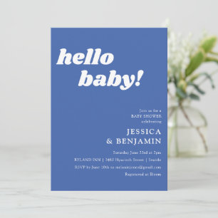 Invitation Jolie Simple Bonjour Bébé Shower Bleu Français