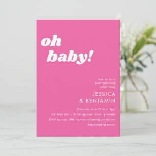 Invitation Jolie Simple Rose Chaud Moderne Oh Baby Shower